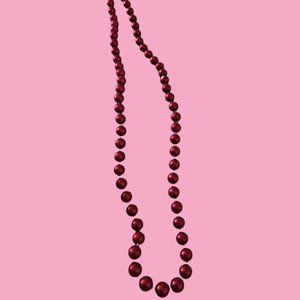 Vintage Beaded Necklace (Cranberry)